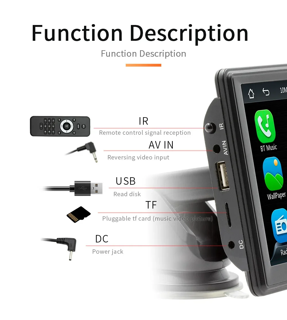 Universal 7inch Car Radio Multimedia Video Player Wireless Carplay And Wireless Android Auto Touch Screen Sun Visor B500