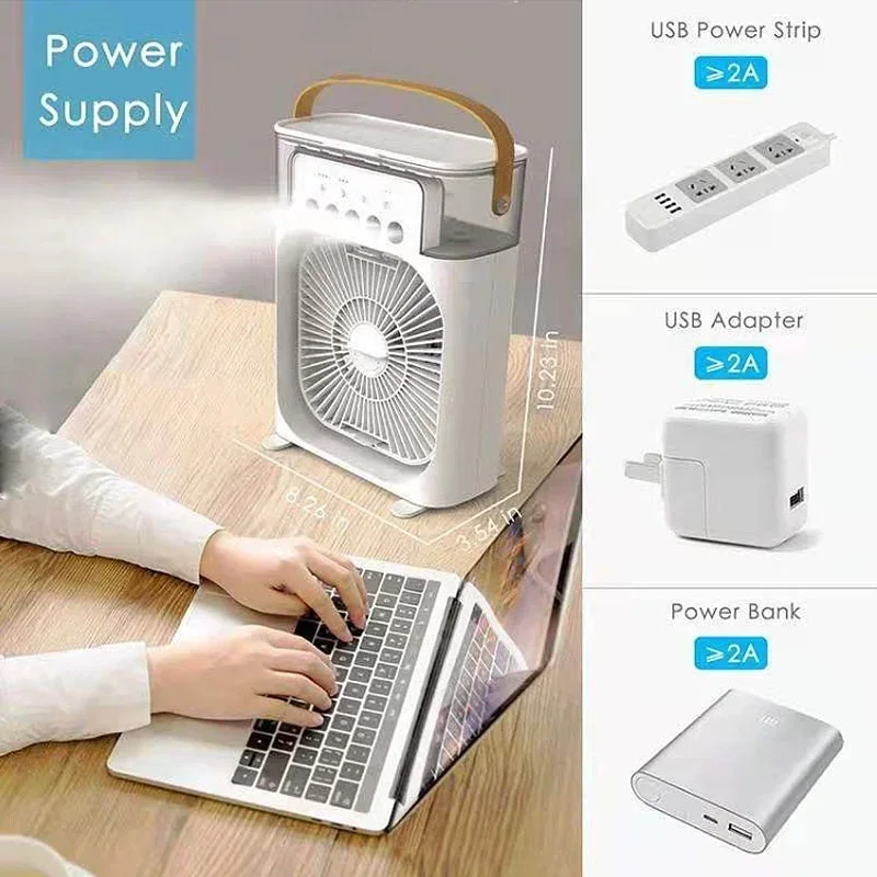 Tragbare 3 In 1 Fan Air Conditioner Haushalt Kleine Luftkühler LED Nacht Lichter Luftbefeuchter Luft Einstellung Hause Fans Dropshipping