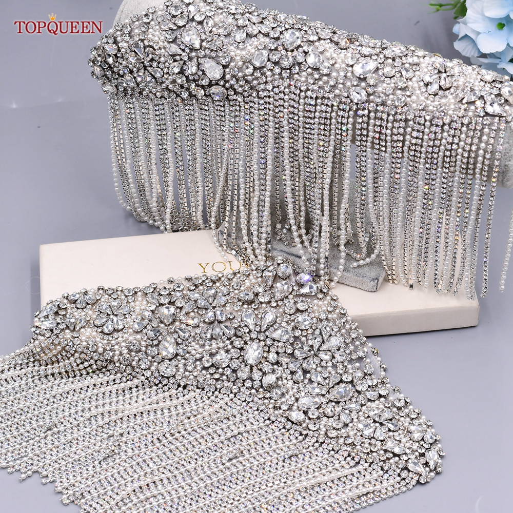 TOPQUEEN SP36 Customization  Rhinestone Patches Embellishment Scrapbooking Sewing Applique for Clothing Patch Women Epaulettes