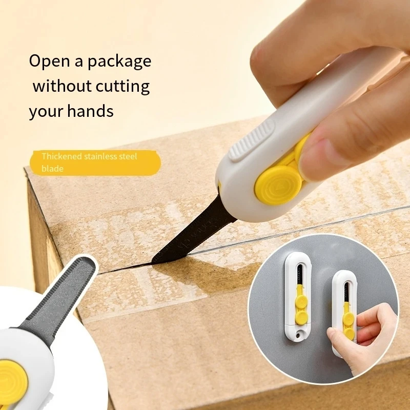1 unidad, mini cortador de caja magnético, cortador de caja portátil, abridor de cartas y cortador de papel, hoja retráctil, mini caja de material ABS duradero