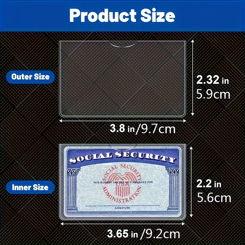 Funda transparente flexible impermeable para proteger tarjetas de seguridad social, tarjetas de seguro médico y tarjetas de crédito