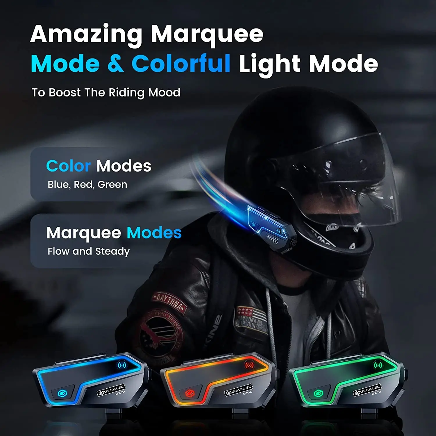 Gearelec gx10オートバイインターホンヘルメットBluetoothヘッドセット10人乗り2kmモトコミュニケーターインターホンfm音楽共有pk B4FM-X