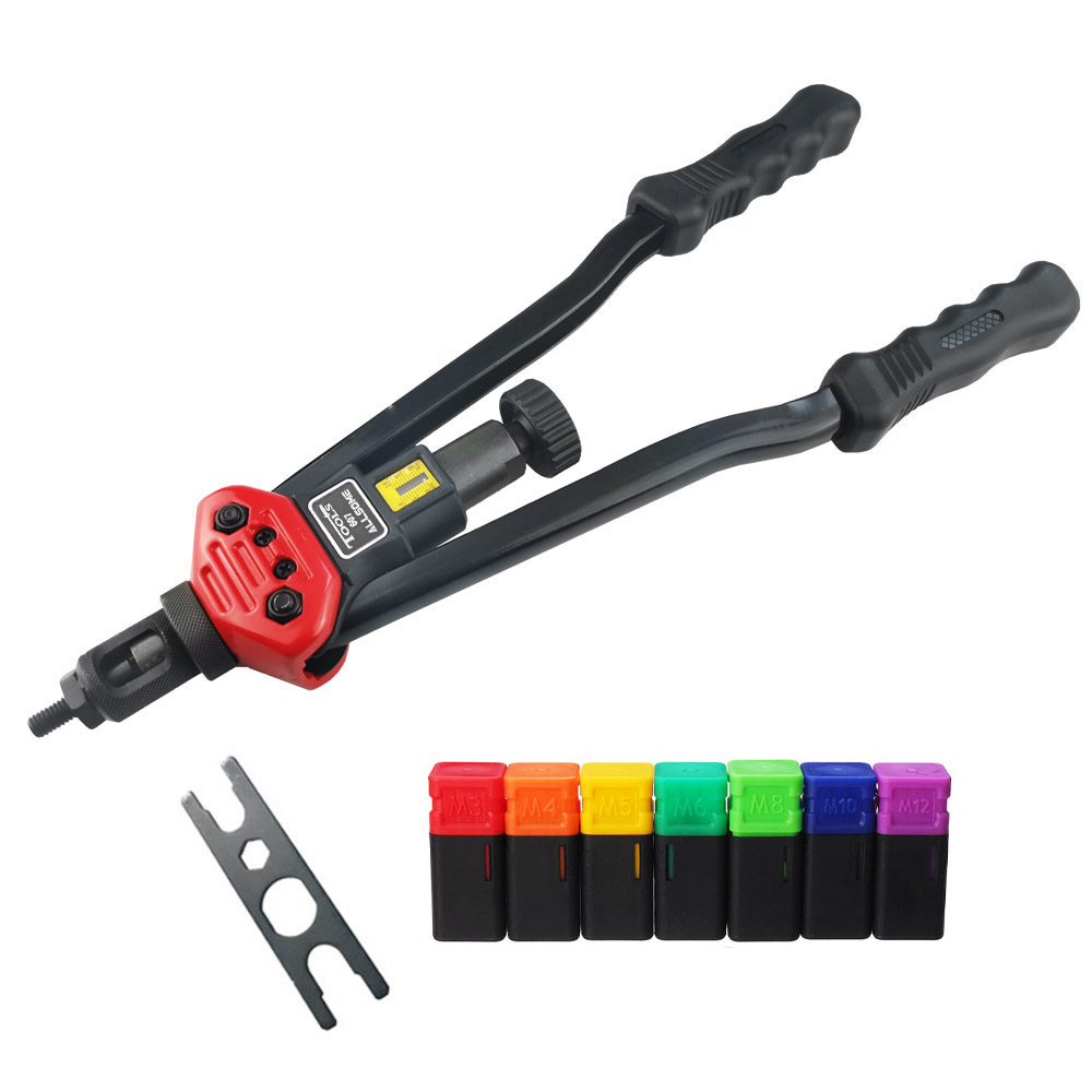Allsome BT-607 16 "manuel Rivcirculation Gun Hand Rivet Tool Kit Rivet Nut Setting Tool, Nut Setter M3/figuré/M5/M6/M8/M10/M12