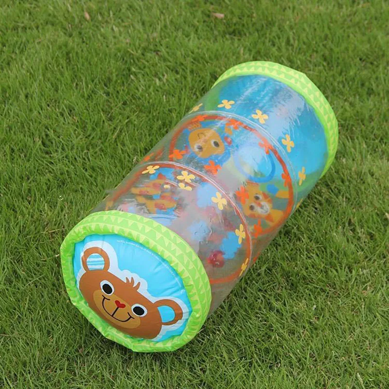 Rolo de engatinhar inflável brinquedos do bebê com chocalho e bola pvc desenvolvimento precoce infantil barriga tempo rastejando brinquedos para 6-12 meses