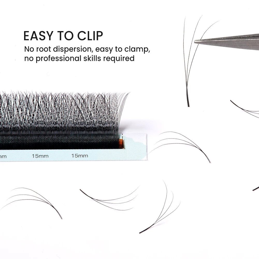 Yelix 3D Lashes Natural Soft 3D Narrow W Shape Eyelash Extension Smaller Spacing Premade Volume Lashes Brazilian Volume Lashes
