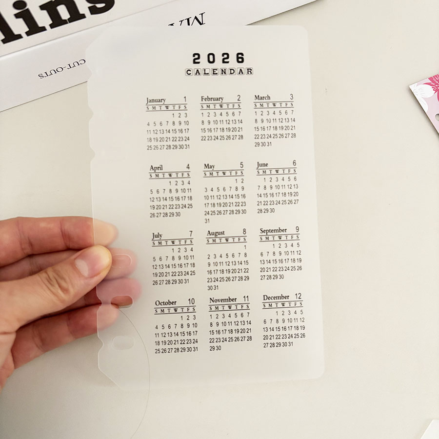 Sharkbang 2026 A5/A6 PP-Ordnertafel, transparente, mattierte Kalenderindex-Nachfüllung, lose Blatt-Ringleitblech