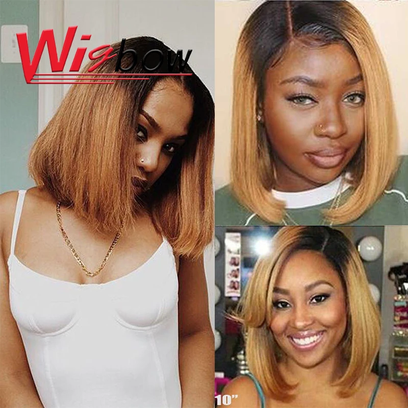Bundles brésiliens de cheveux humains bouclés pour femmes, Ombre, Bob, Extensions, T1b, 27, 30, 8 Bundles