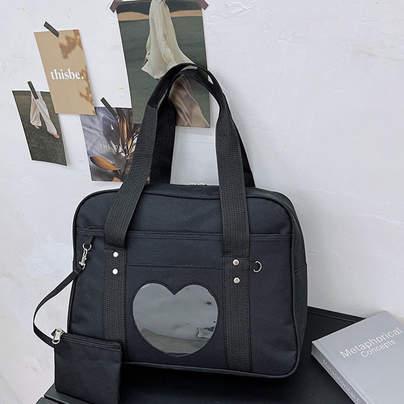 Japanese Lolita Heart JK School Uniform Bags Fashion Women PU Leather Women Student PU Handbag Cosplay Anime Shoulder Bag