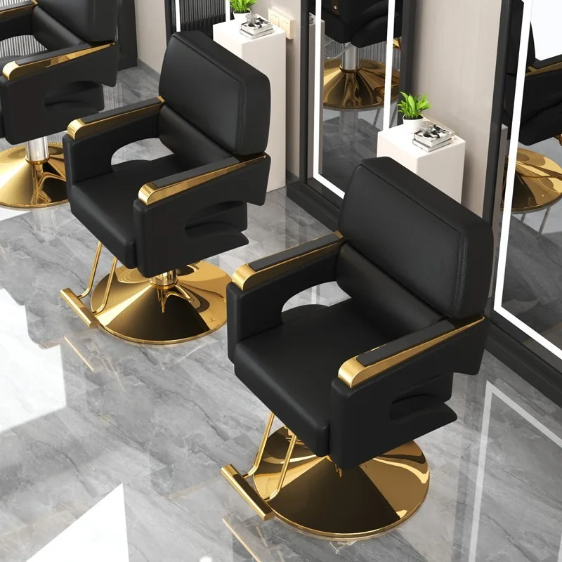 Sedia da salone professionale Sedia da styling idraulica regolabile con base in acciaio inossidabile Cuscino ad alta densità Bellezza moderna da barbiere