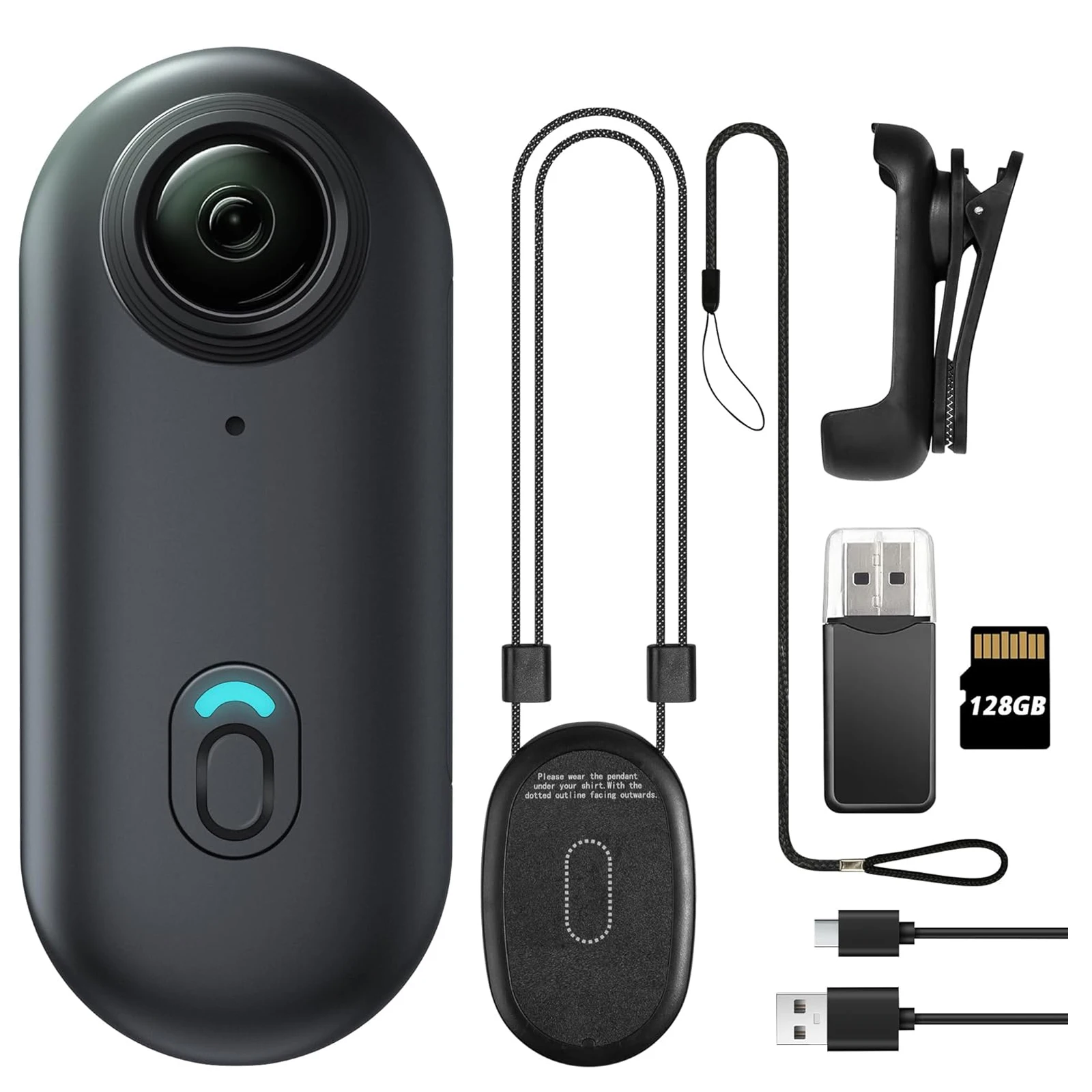 Mini cámara corporal 4K 128GB UHD, cámara corporal de acción portátil, tamaño del pulgar, grabación manos libres, cámara desgastada por el cuerpo, portátil Premium