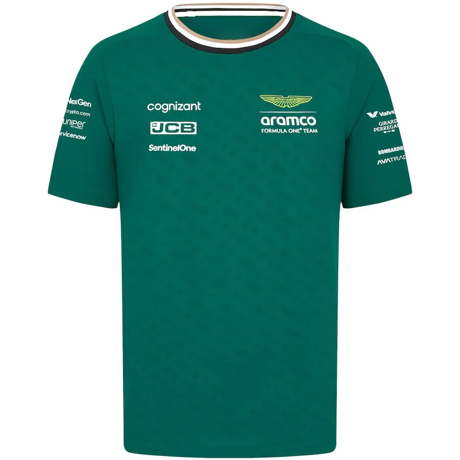 Formula1 Team Racing 2024 ใหม่สีเขียวฤดูร้อนผู้ชายBreathableเสื้อยืดกีฬากลางแจ้งทีมลําลองแขนสั้นTเสื้อสําหรับชาย