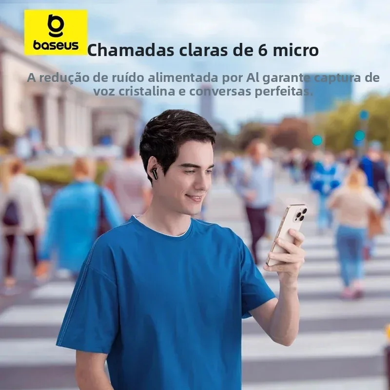 Baseus EP10 Pro ANC Fones de ouvido sem fio Bluetooth 6.0 Fones de ouvido 50dB Fones de ouvido adaptativos em tempo real 6 microfone Hi-Res LDAC IP55 Fones de ouvido fone baseus ep 10 pro