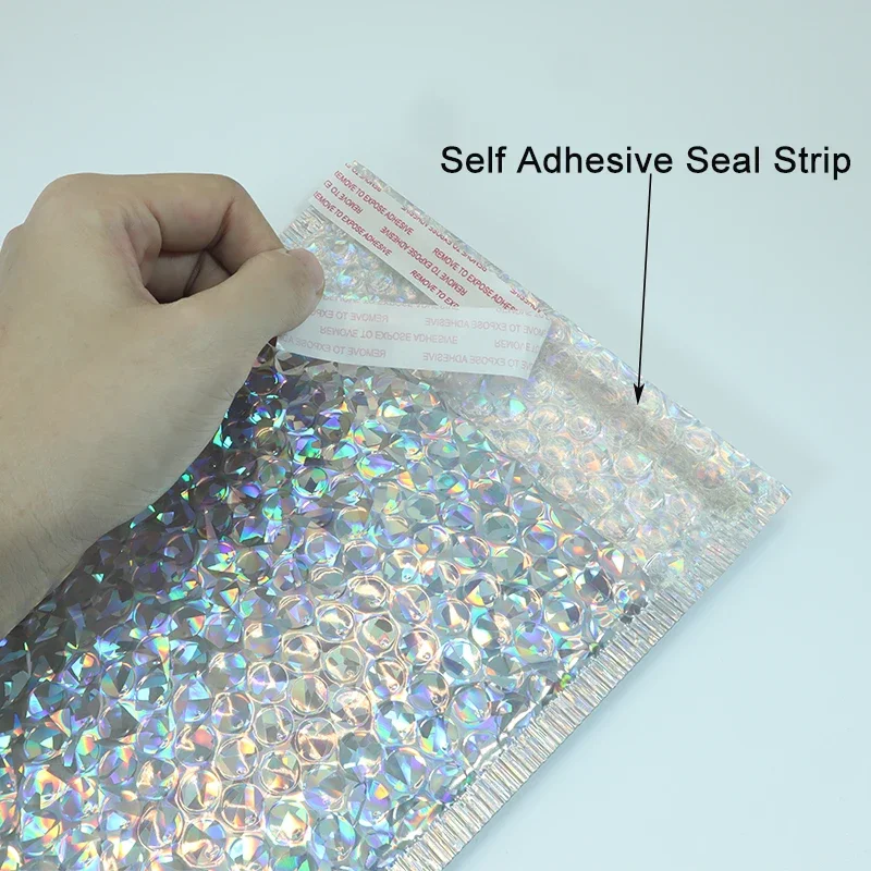 10 pçs holográfico metálico bolha mailer sacos de presente a laser glamour colorido folha bolha envelopes acolchoados envio mailing envelope