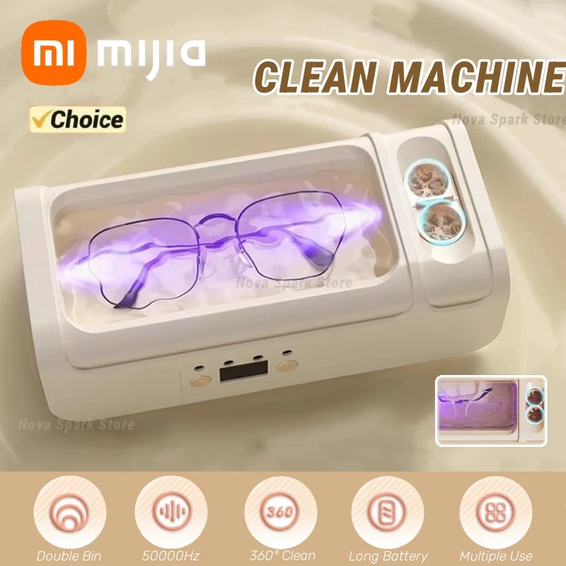 Машина для очистки двойного контейнера Xiaomi, высокочастотный очиститель, вибрация, полная чистка ювелирных изделий, бытовой очиститель с регулируемой временем, новинка