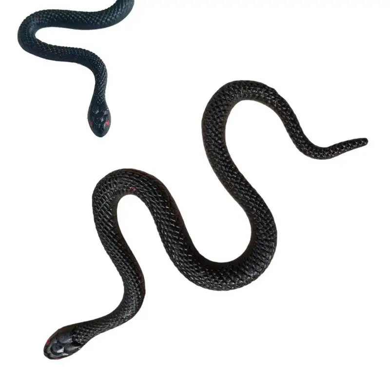 Realistic Snake Toy Creative Black TPR Soft Rubber Snake Prank Halloween Snake Toys Funny Prank Props Lightweight Rain Forest