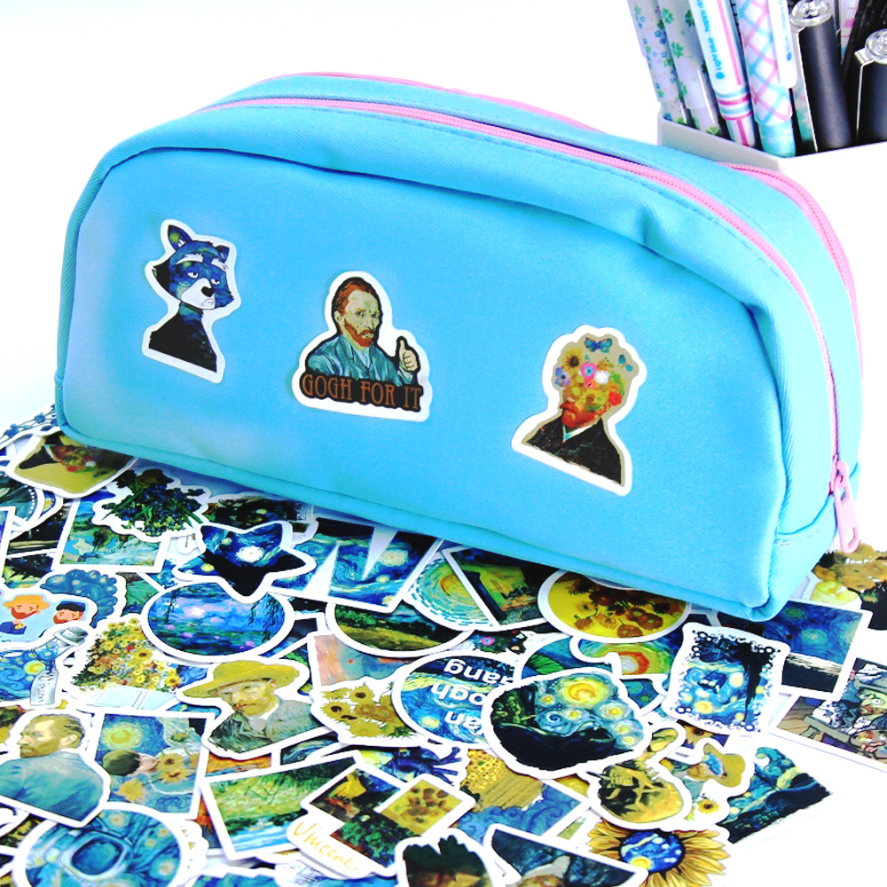 100 個ゴッホかわいいステッカーパック美的文具用品ロット韓国紙かわいいオフィス教師学校日記装飾