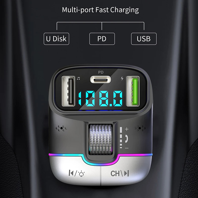 FM-передатчик Xiaomi Bluetooth 5,4, автомобильный AUX-радио модулятор громкой связи, MP3-плеер с адаптером быстрой зарядки, автоаксессуары