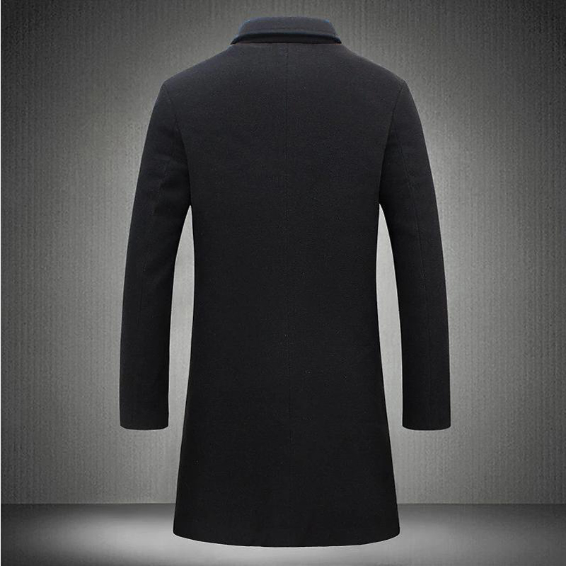 Otoño Invierno gabardinas de lujo para hombre chaquetas de lana cálidas de longitud media Casual para hombre ropa de abrigo cómoda de negocios