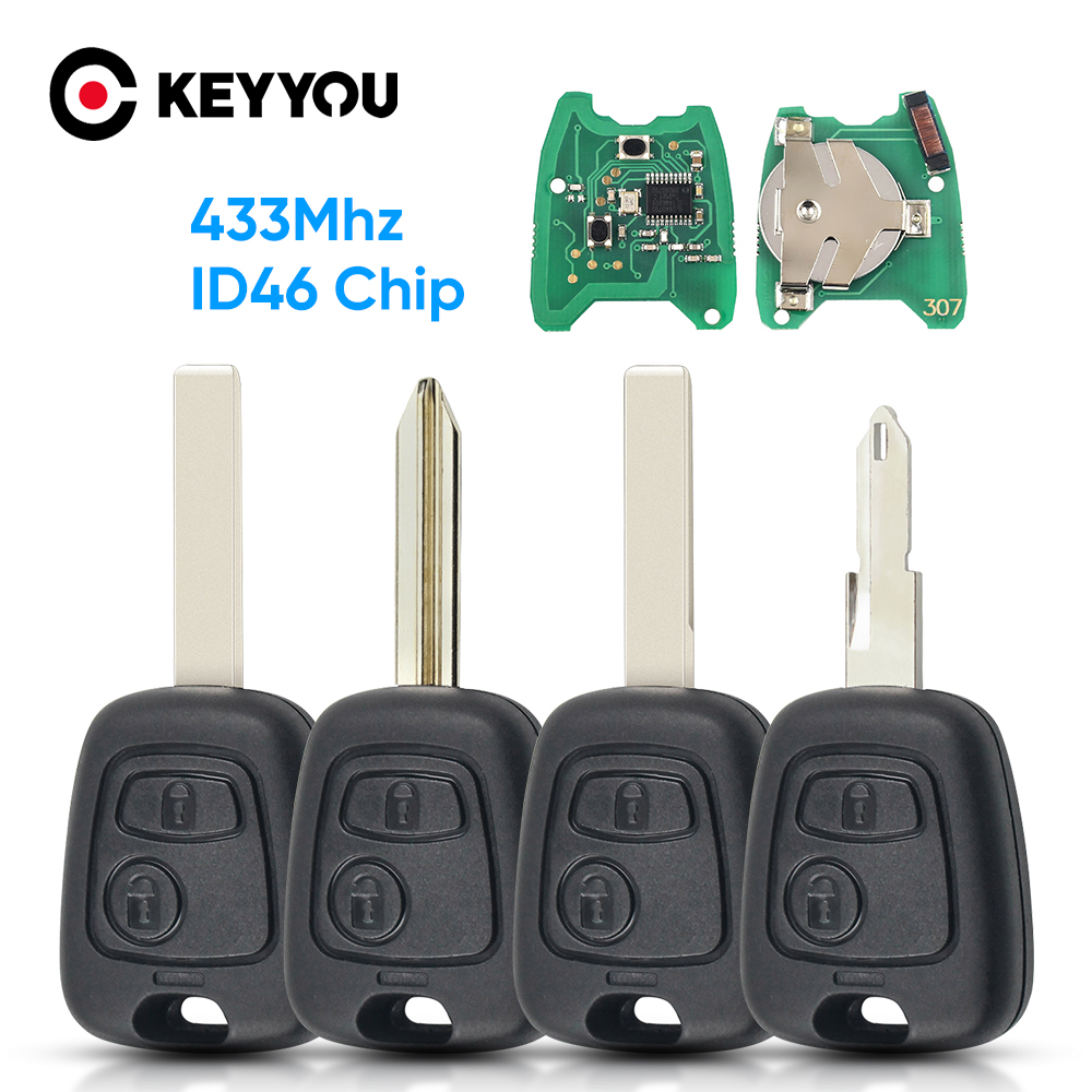 KEYYOU リモート車のキー 433mhz ID46 プジョー 106 107 206 306 307 207 407 パートナーシトロエン C1 C2 C3 C4 サクソピカソ