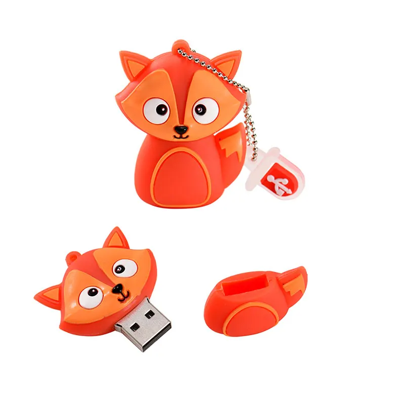 JASTER น่ารัก Fox USB Flash Drive 64GB การ์ตูนสัตว์ Memory Stick ของขวัญสร้างสรรค์ไดรฟ์ปากกาความจุจริงภายนอก Pendrive