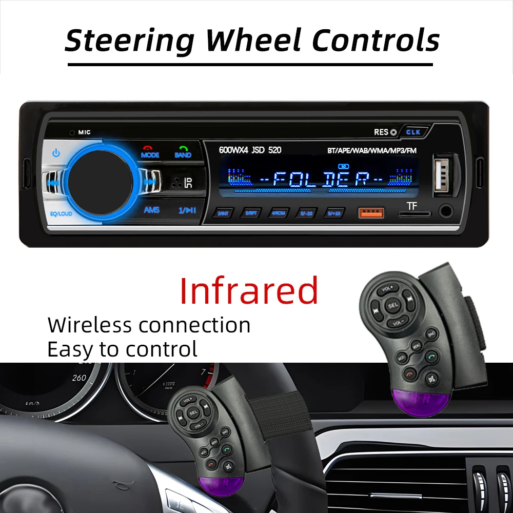 HIPPBQCC Car Radio 1din MP3 Player Digital Bluetooth Car Stereo Player FM Radio Stereo Audio Music USB/SD with In Dash AUX Input