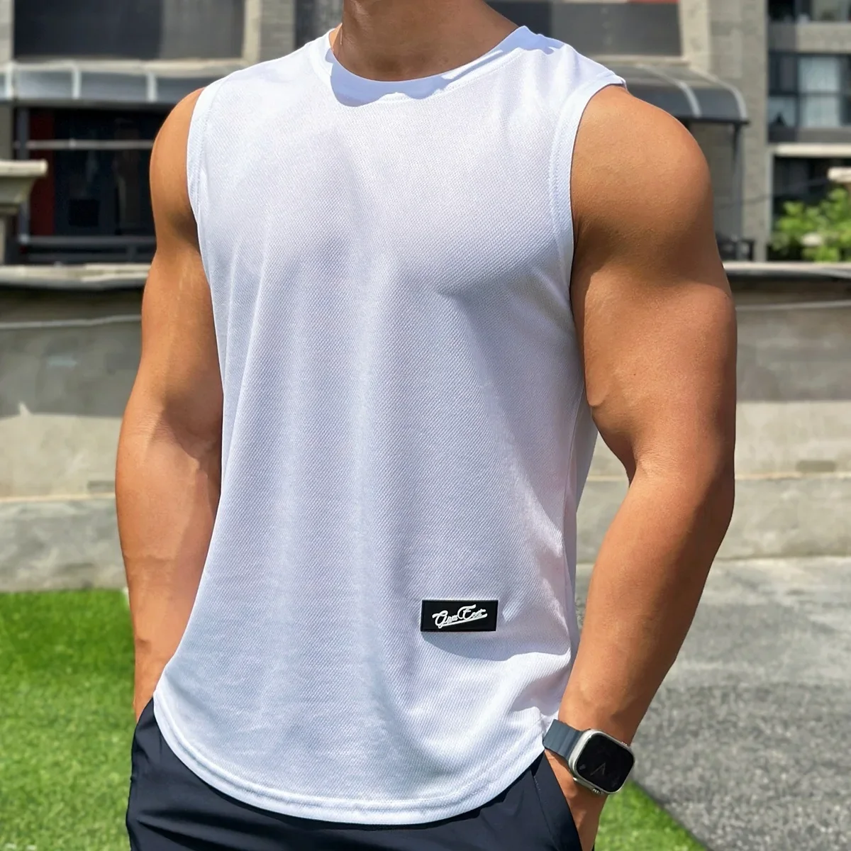 2025, Sommer, neuer Trend, Herren-Tanktop, Pullover, Rundhalsausschnitt, Netz-Unterhemd, Sport-Fitness-Top, ärmellose Weste, schnell trocknendes Unterhemd