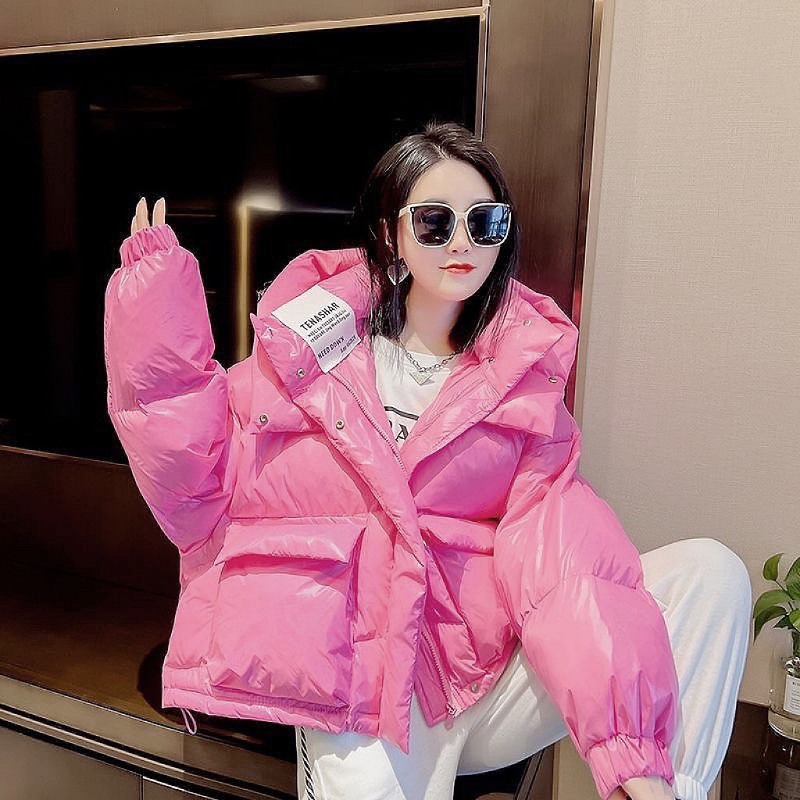 Neue bonbon farbene Daunen jacke Frauen Kapuzen Daunen mantel koreanische schicke Puffer jacke dicke warme Oberbekleidung Damen bekleidung kurze Parkas