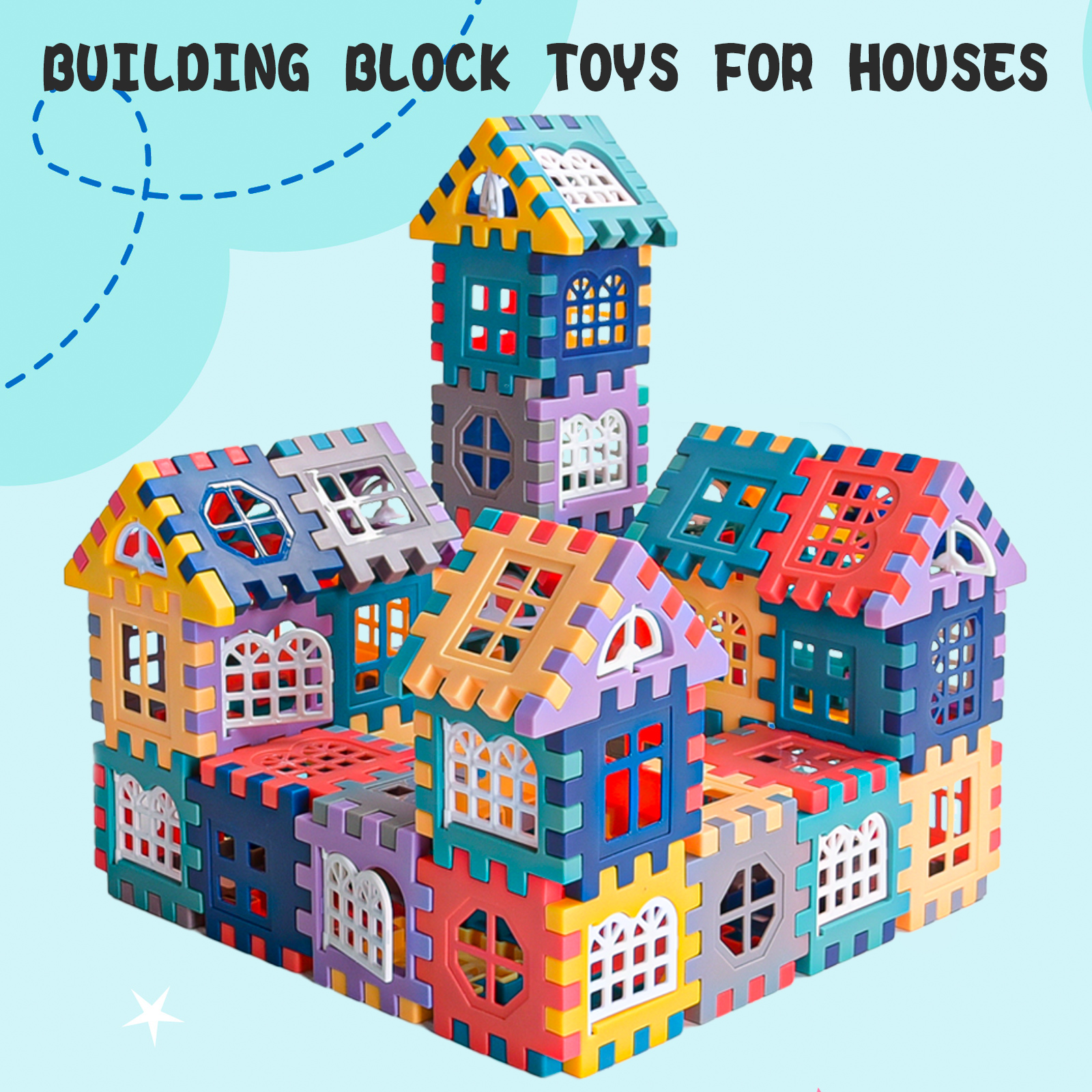 大規模な住宅ビルディングブロックシミュレーションウィンドウデザイン、幼稚園の建設、男の子と女の子の大きな家の作り方