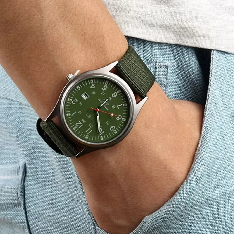 Relojes para hombre, reloj con manecillas luminosas, reloj de pulsera de cuarzo con fecha deportiva militar de lujo, reloj informal de nailon para hombre, reloj Masculino