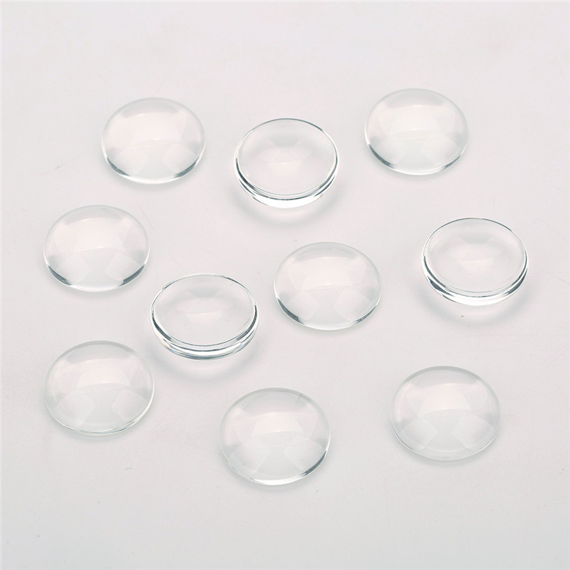 Aclovex 1 pacote redondo cabochão de vidro com parte traseira plana 12mm 20mm 25mm cabochão de cristal transparente camafeu para fazer jóias diy