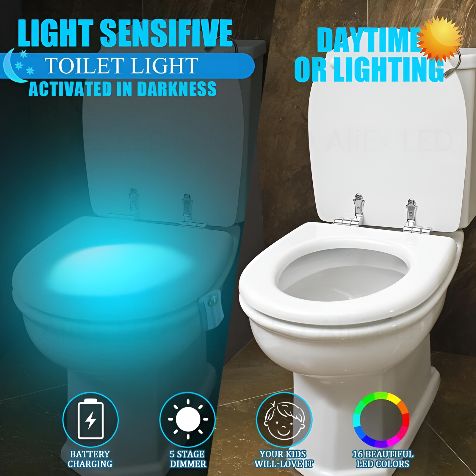 16 farben Smart PIR Motion Sensor Wc Sitz Nachtlicht Wasserdichte Hintergrundbeleuchtung Für Wc Schüssel LED Luminaria Lampe WC Wc licht