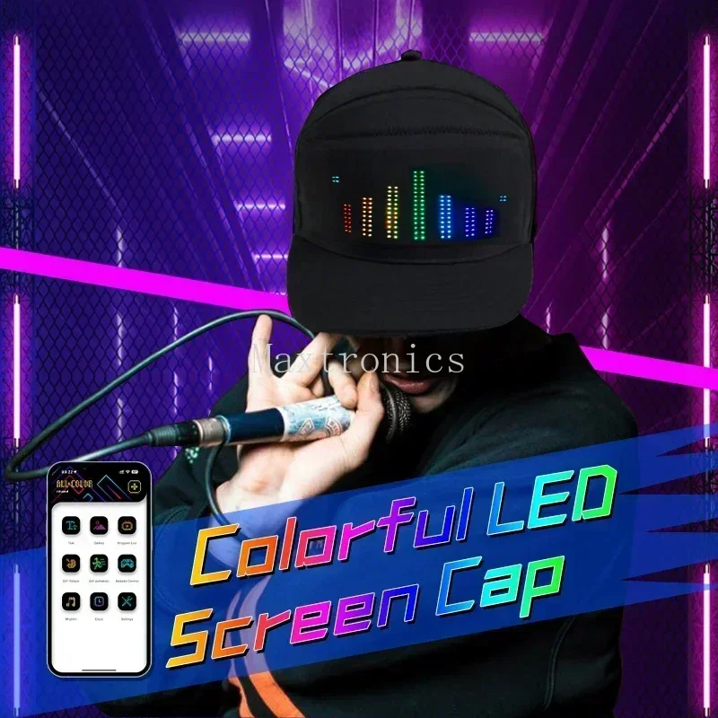 LED Unisex Baseball Cap 5V Wiederaufladbare Bluetooth APP Programmierbare LED Scrollen DIY Display Board Hip Hop Led Cap Snapback Hut