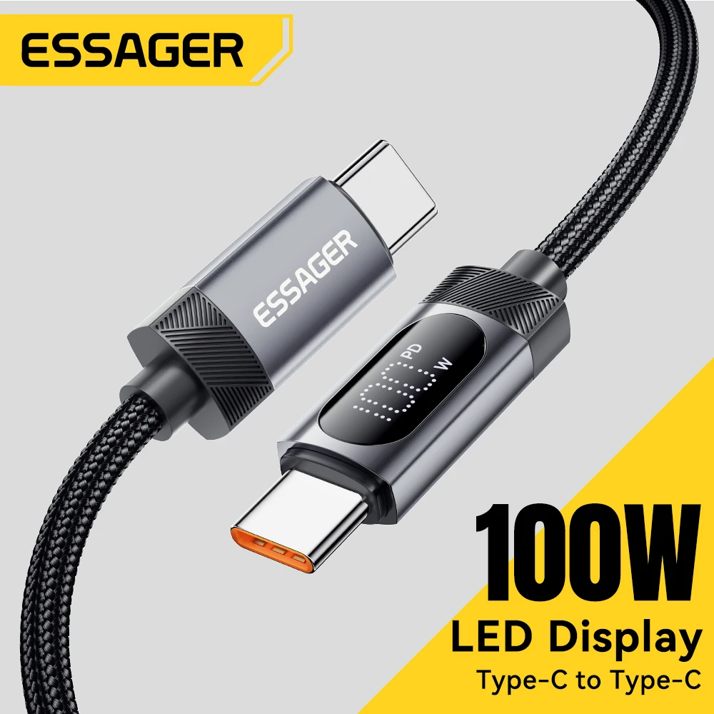 Cavo Essager da 2 m da 100 W da tipo C a tipo C per iPhone 16 15 Samsung Huawei PD ricarica rapida per MacBook iPad cavo display digitale