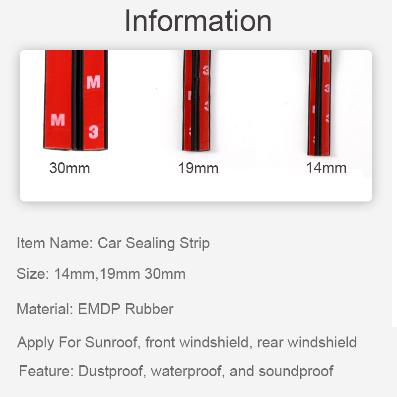 14/19/30mm Rubber Car Seals Edge Sealing Strips Auto Roof Windshield Sealant Protector Window Seal Strips Sound Insulation Tape