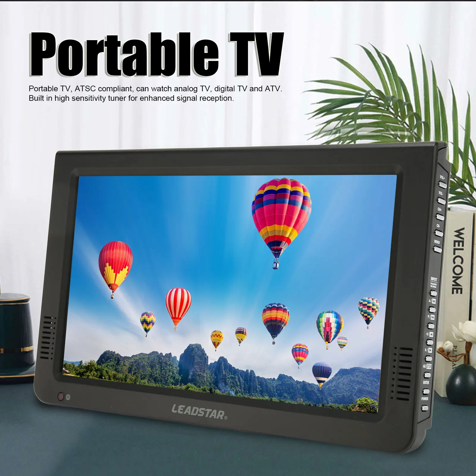 TV numérique ATSC aste pour voiture, TV portable, tuner haute sensibilité, extérieur, 10"