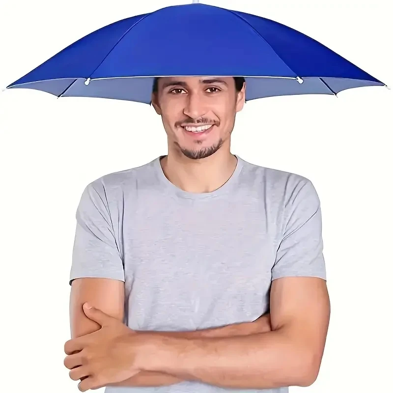 Kopfbedeckender Regenschirm für Männer und Frauen, faltbarer Sonnenschirm im Freien, Sonnenschirm im Freien, winddichter Regenschirm, faltbarer Hutschirm