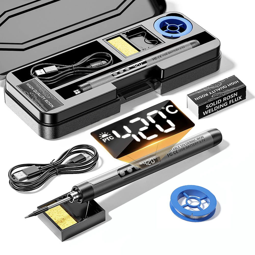 USB ชุดหัวแร้งแบบพกพาอินเทอร์เฟซ Type-C 1000mAh แบตเตอรี่เกียร์สามปรับอุณหภูมิเครื่องมือเชื่อม