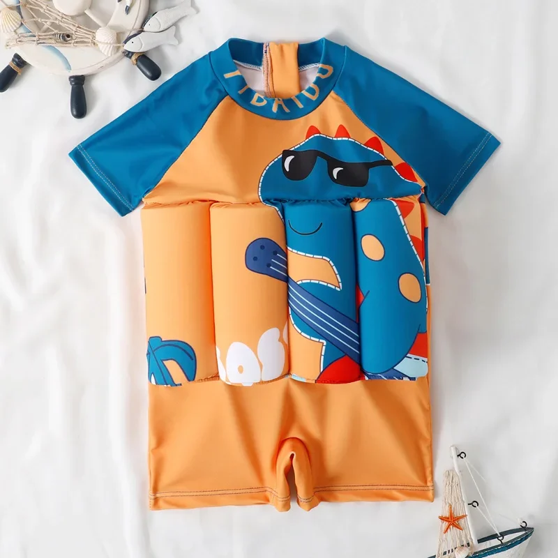 ชุดว่ายน้ําลอยตัวเด็กการ์ตูนพิมพ์ชุดว่ายน้ําเด็ก One Piece Floating Rash Guards ชุดว่ายน้ําเสื้อผ้าเด็กชายหญิงชุดว่ายน้ํา