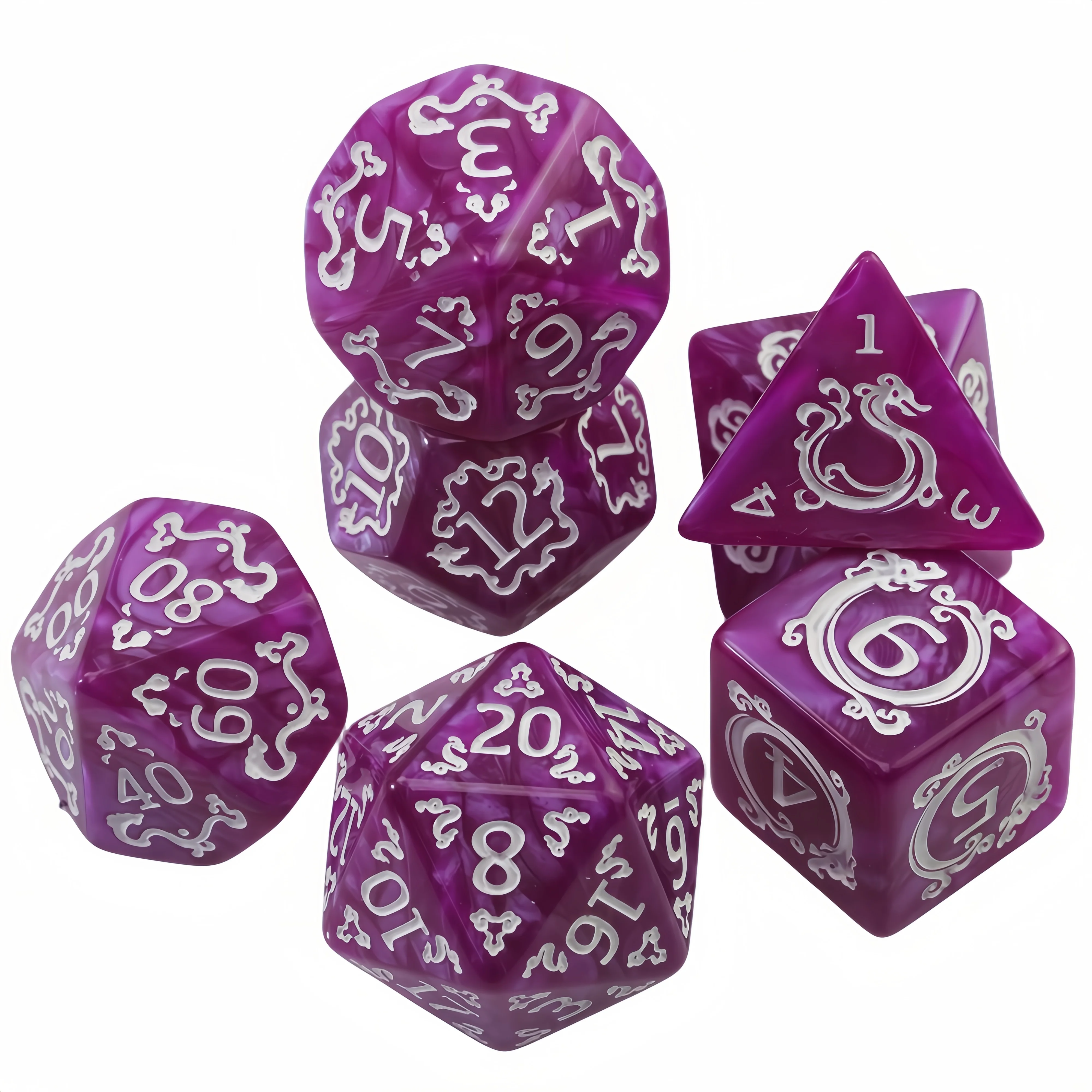 DND Würfel-Set, 7-teiliges polyedrisches Würfel-Marmor-Effekt für D&D-Rollenspiel, Club-Party, DND RPG-Brettspiel-Zubehör