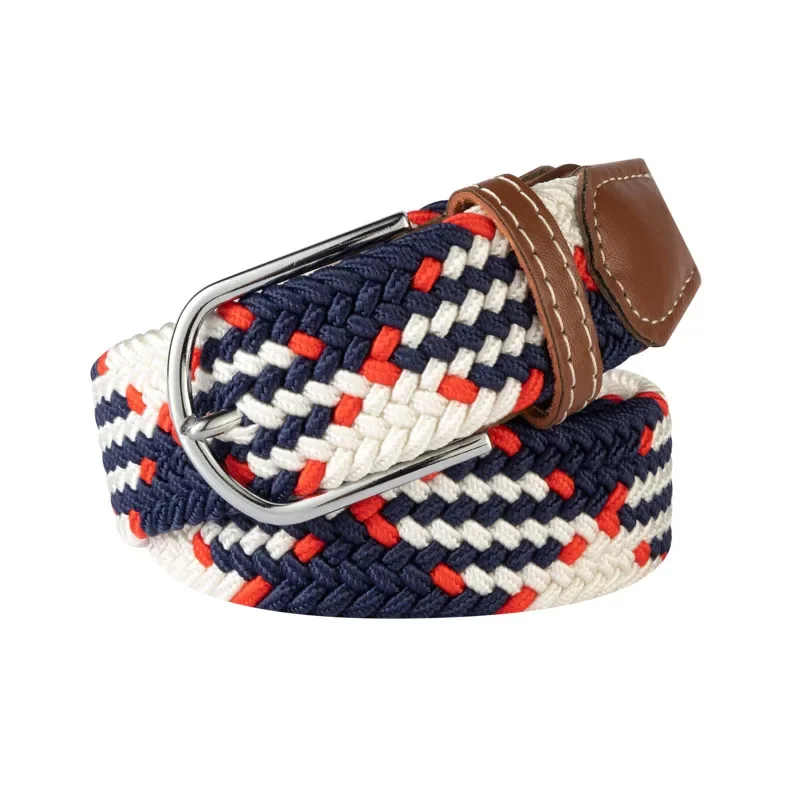 Cinturón informal tejido de tela elástica Unisex, hebilla de Pin, lona elástica trenzada expandible, cinturón de ocio Simple y elegante para hombres y mujeres