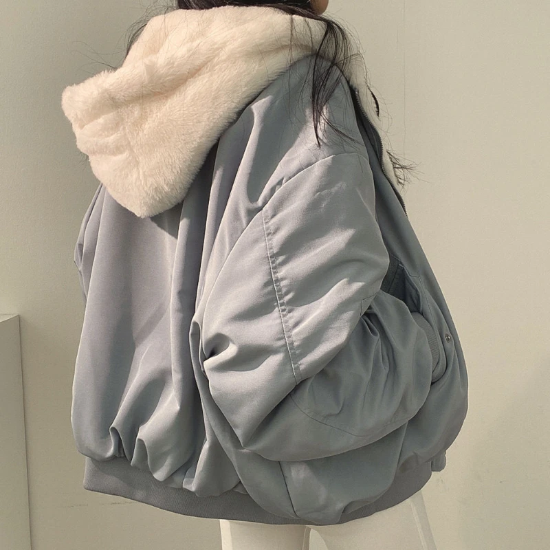 Parka épaisse à capuche pour femme, veste décontractée, confortable, Double couche, Style coréen, Simple, solide, chaud, mignon, automne hiver 2024