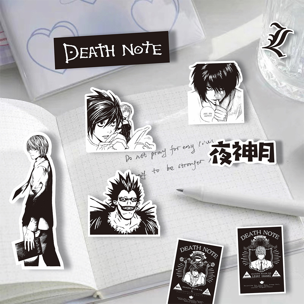 10/30/65 pçs anime death note adesivos preto branco decalques decoração diy scrapbook bagagem portátil bicicleta mala carro graffiti brinquedos