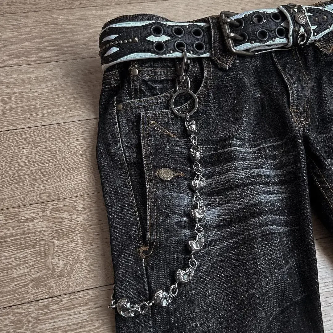 Harajuku solto bordado calças de brim femininas nova cintura alta com estilo rock punk y2k micro la retro calças largas perna