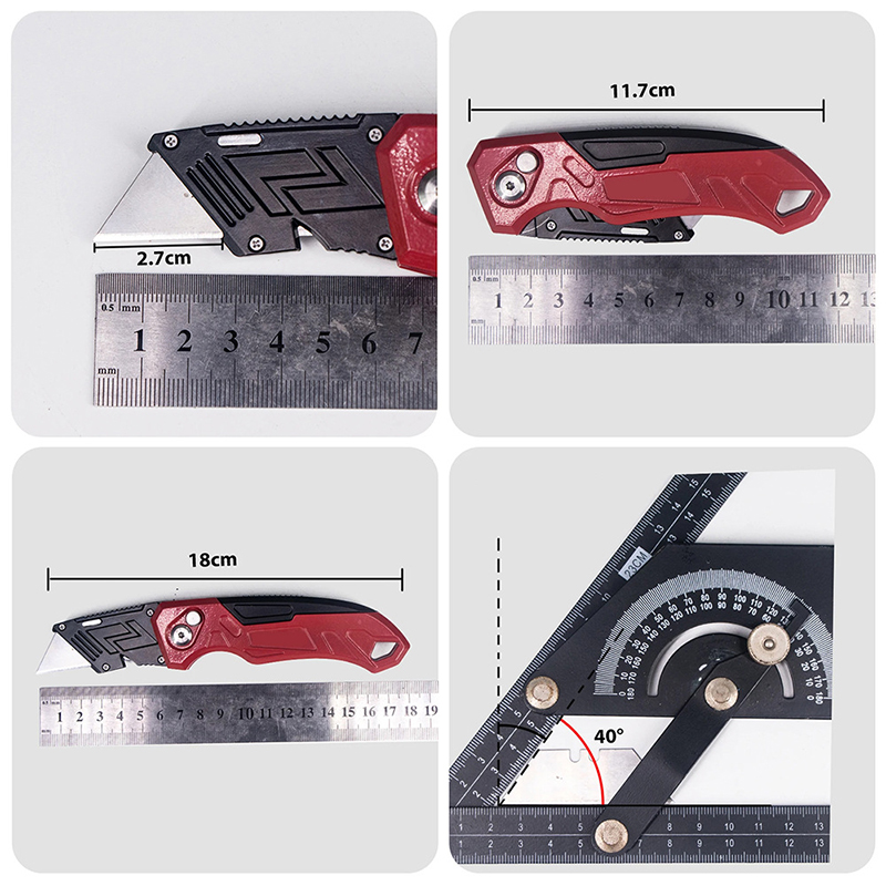 Folding Utility Knife Box Cutter 3-Position Blades Blade Storage Design With Extra 3 Blades Box Knife For Cartons Hand Tools