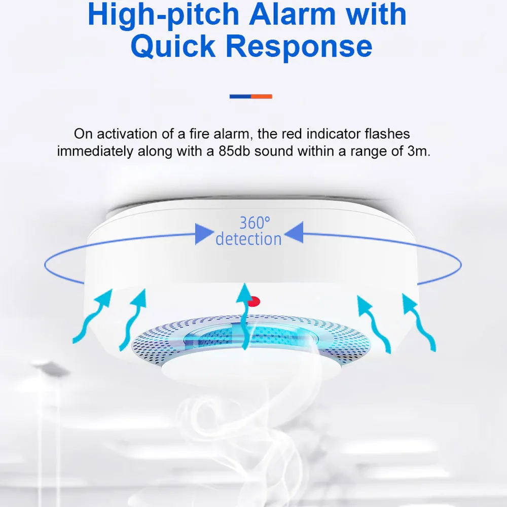 Tuya WiFi Smoke Alarm For Home Fire Smoke Detector App Control Tuya Smart Smoke Room Combination Fire Alarm Home Security System