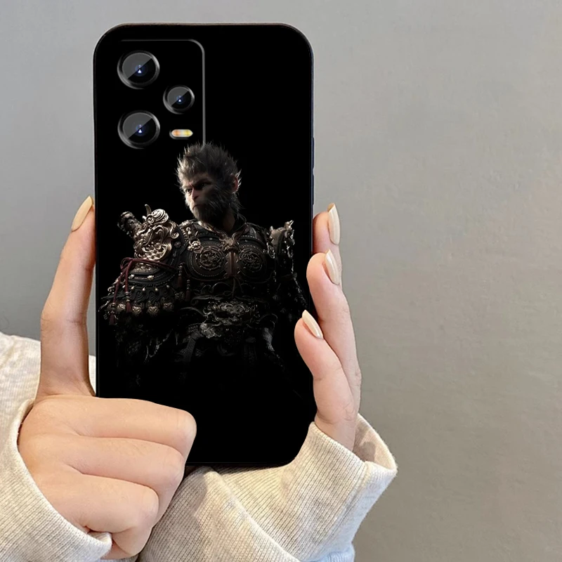 Hitam Myth Wukong Seni permainan, untuk Xiaomi Redmi Note 13 12R 12 12S Turbo 11 11T 11S 10 10S Pro Plus 5G hitam casing ponsel belakang