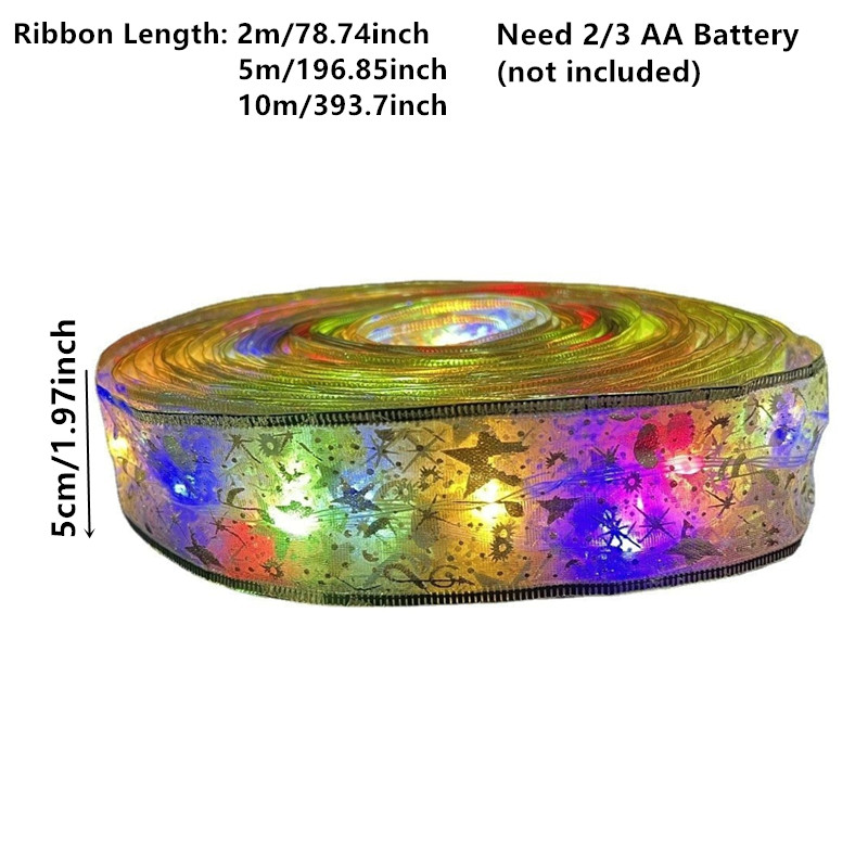 Weihnachtsdekoration, LED-Band, Lichterkette, Weihnachtsbaumschmuck für Zuhause, 2024, DIY, Schleifen, Lichterkette, Navidad, Neujahr 2024