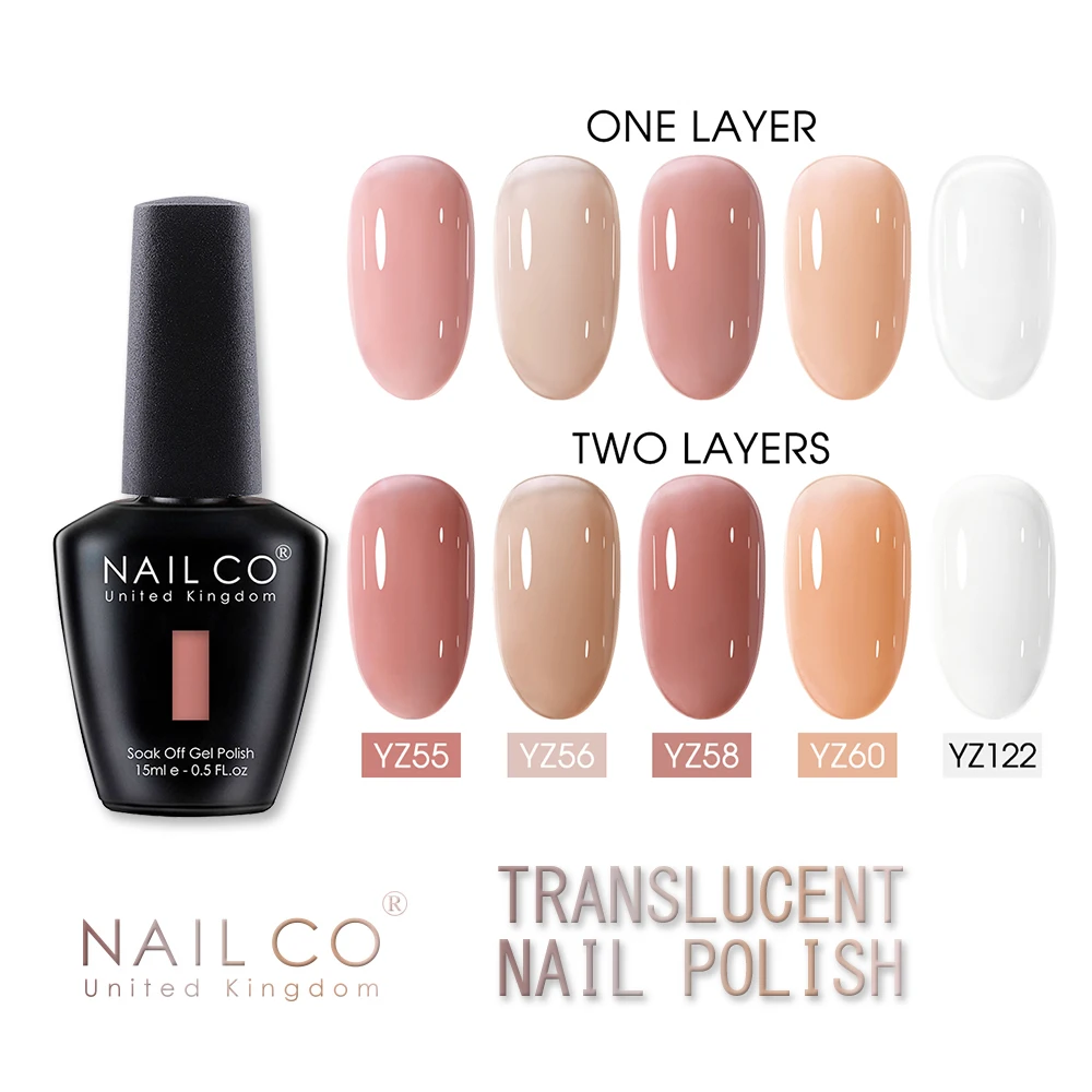 NAILCO, 15ml, serie de colores desnudos transparentes, Gel de gelatina, laca para uñas, esmalte de uñas rojo, manicura artística, barnices en Gel, diseño rosa Gellack