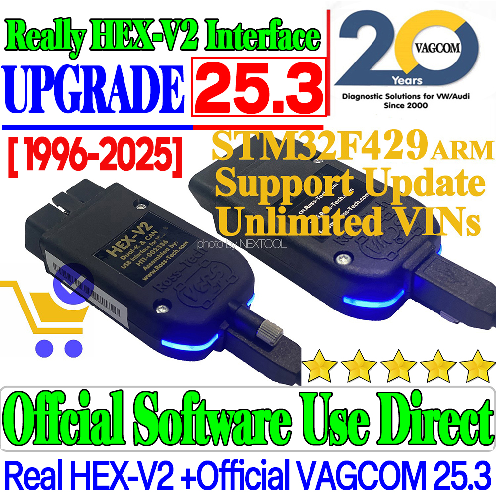 [1996-2025] Обновление V25.3 Unlimits VINs Real V2 Online VAG HEX V2 Аппаратное обеспечение Интерфейс USB для VAG COM Диагностическое кодирование VCDS ИНСТРУМЕНТ