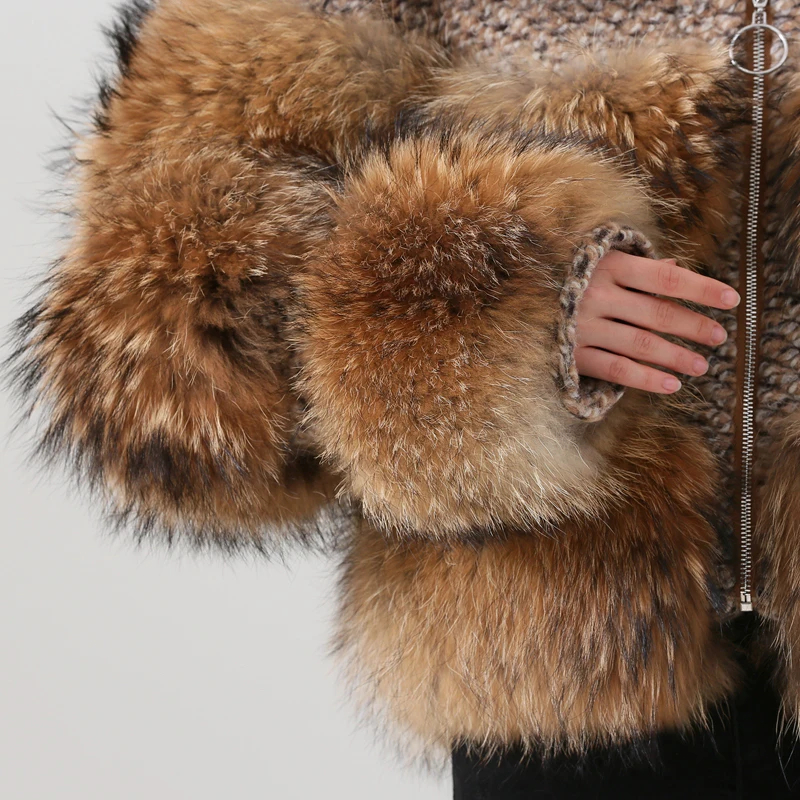 Queentina-女性のアライグマの毛皮のコート,高級ジャケット,自然な服,冬のアウター,新しいファッション,高品質,2024